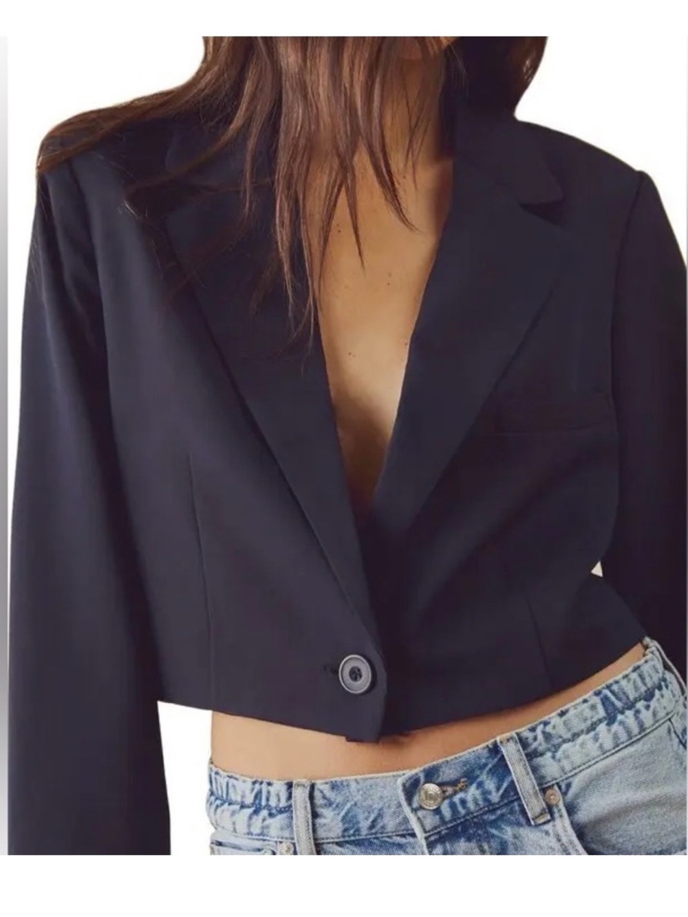 We The Free Cropped Black Blazer Jacket